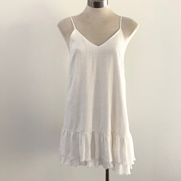 Yours Truly Dresses & Skirts - Relaxed linen-look dress with double frilled hem SIZE 10 by Yours Truly